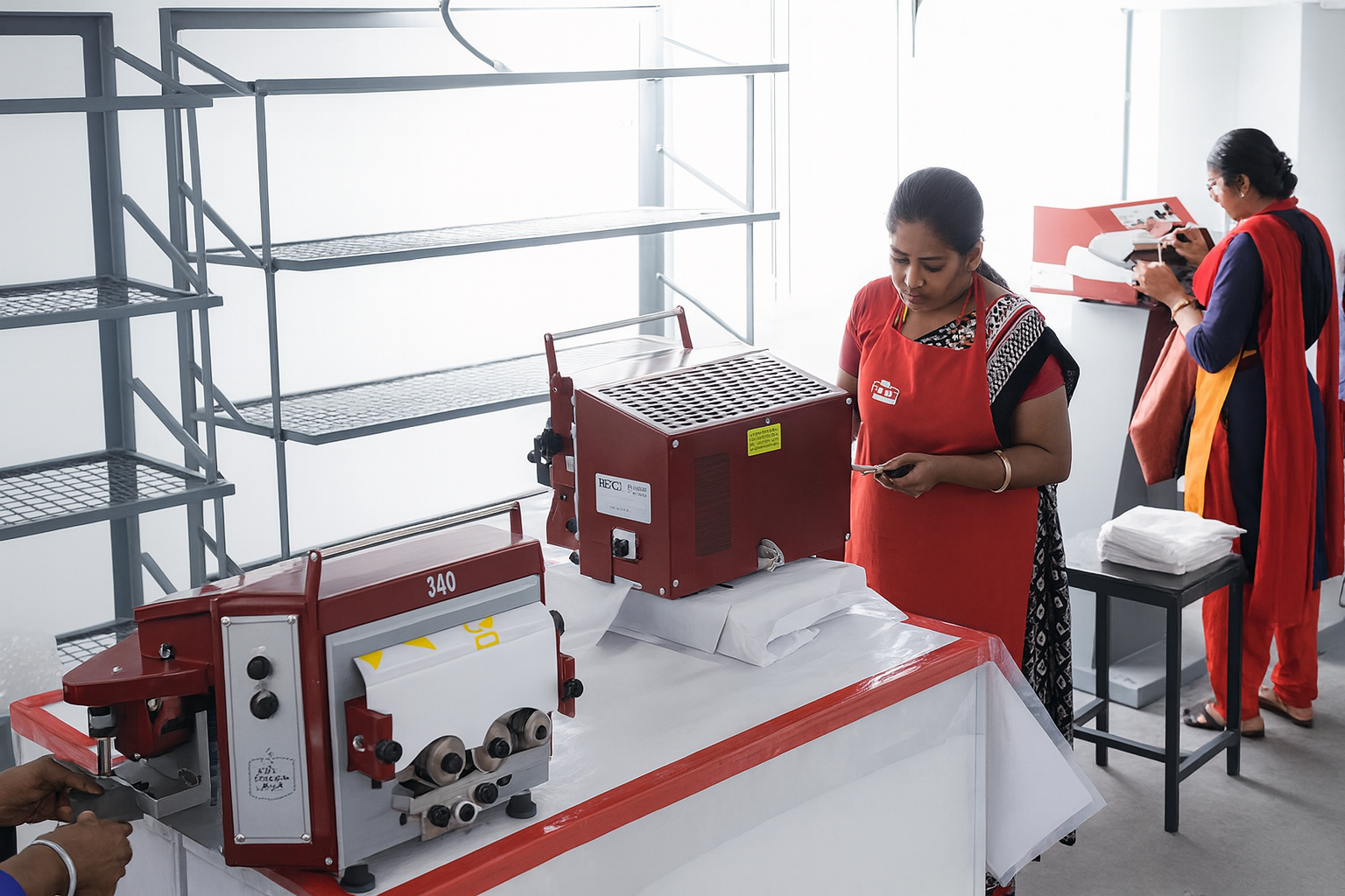Omac and Galli edge coloring buffing and glazing machine